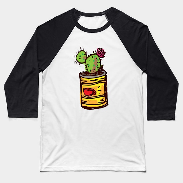 Coffee Cacti Baseball T-Shirt by latewerks